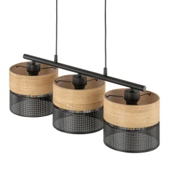 Lampadari Moderni-Selezionato da Mazzolaluce Lampadario nero 3 luci quercia per sala da pranzo moderna