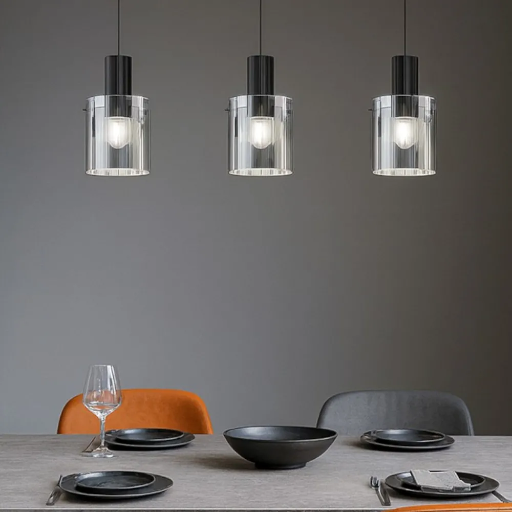 Lampadari Moderni-Selezionato da Mazzolaluce Lampadario nero 3 luci vetri fume per tavolo soggiorno