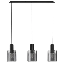 Lampadari Moderni-Selezionato da Mazzolaluce Lampadario nero 3 luci vetri fume per tavolo soggiorno