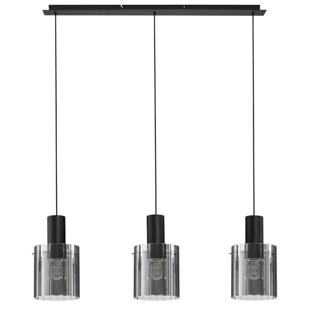 Lampadari Moderni-Selezionato da Mazzolaluce Lampadario nero 3 luci vetri fume per tavolo soggiorno