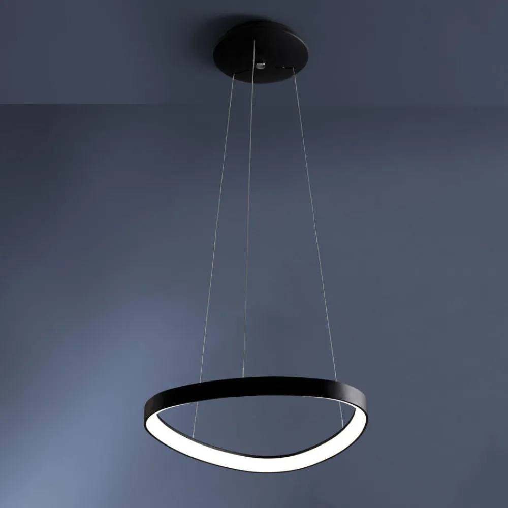 Lampadari Moderni-Vivida International Lampadario nero moderno led 48w 3000k 4000k dimmerabile vivida lifering
