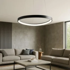 Lampadari Moderni-Vivida International Lampadario nero moderno led 48w 3000k 4000k dimmerabile vivida lifering