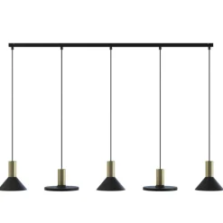 Lampadari Moderni-Selezionato da Mazzolaluce Lampadario nero oro con pendenti per tavolo in soggiorno