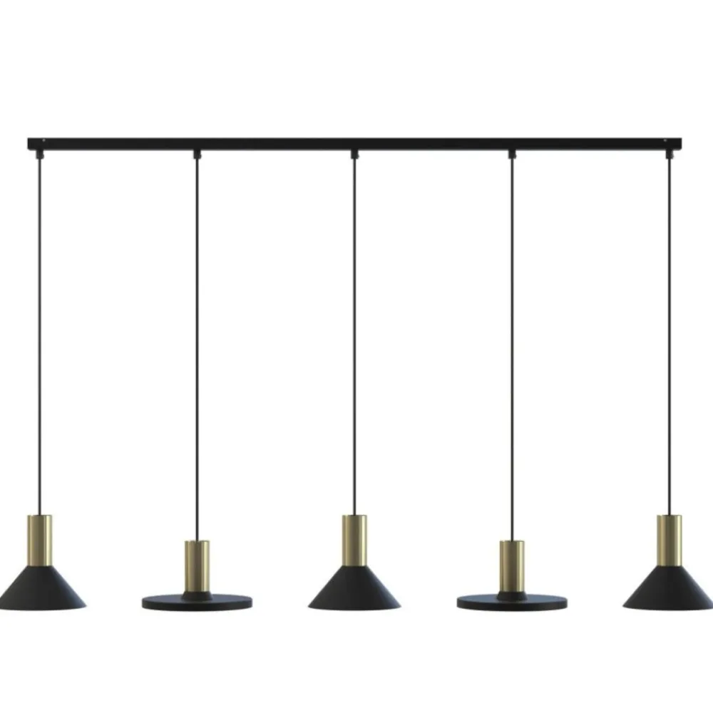Lampadari Moderni-Selezionato da Mazzolaluce Lampadario nero oro con pendenti per tavolo in soggiorno