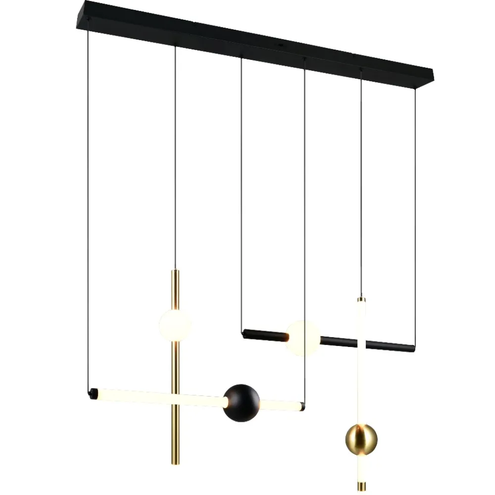 Lampadari Moderni-Selezionato da Mazzolaluce Lampadario nero oro moderno led 2300k a 4000k dimmerabile per soggiorno
