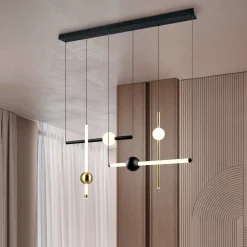 Lampadari Moderni-Selezionato da Mazzolaluce Lampadario nero oro moderno led 2300k a 4000k dimmerabile per soggiorno
