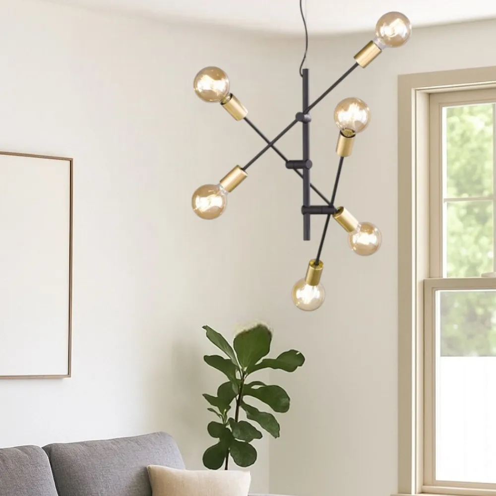 Lampadari Moderni-Selezionato da Mazzolaluce Lampadario nero oro per soggiorno design minimal