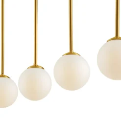 Lampadari Moderni-Selezionato da Mazzolaluce Lampadario nero oro sfere di vetro bianco per tavolo soggiorno