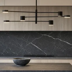 Lampadari Cucina-Selezionato da Mazzolaluce Lampadario nero per cucina moderna led 3000k luci orientabili dimmerabili