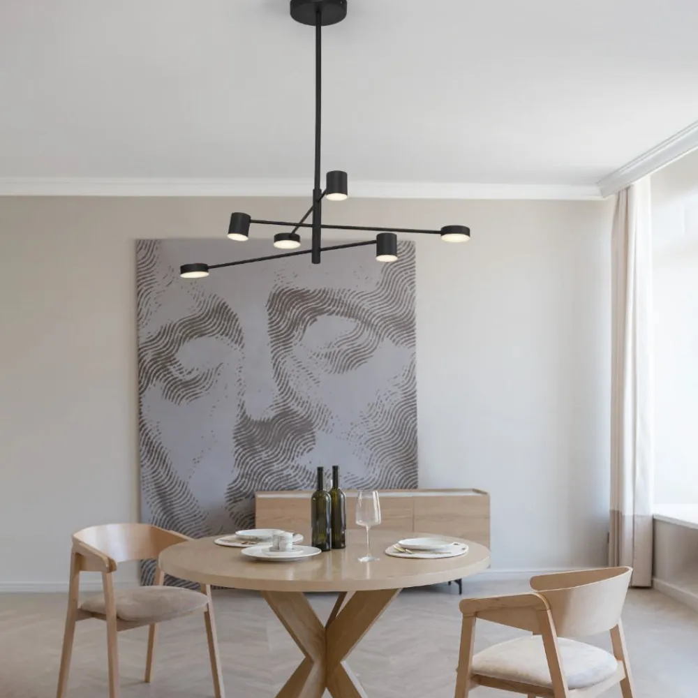 Lampadari Cucina-Selezionato da Mazzolaluce Lampadario nero per cucina moderna led 3000k luci orientabili dimmerabili