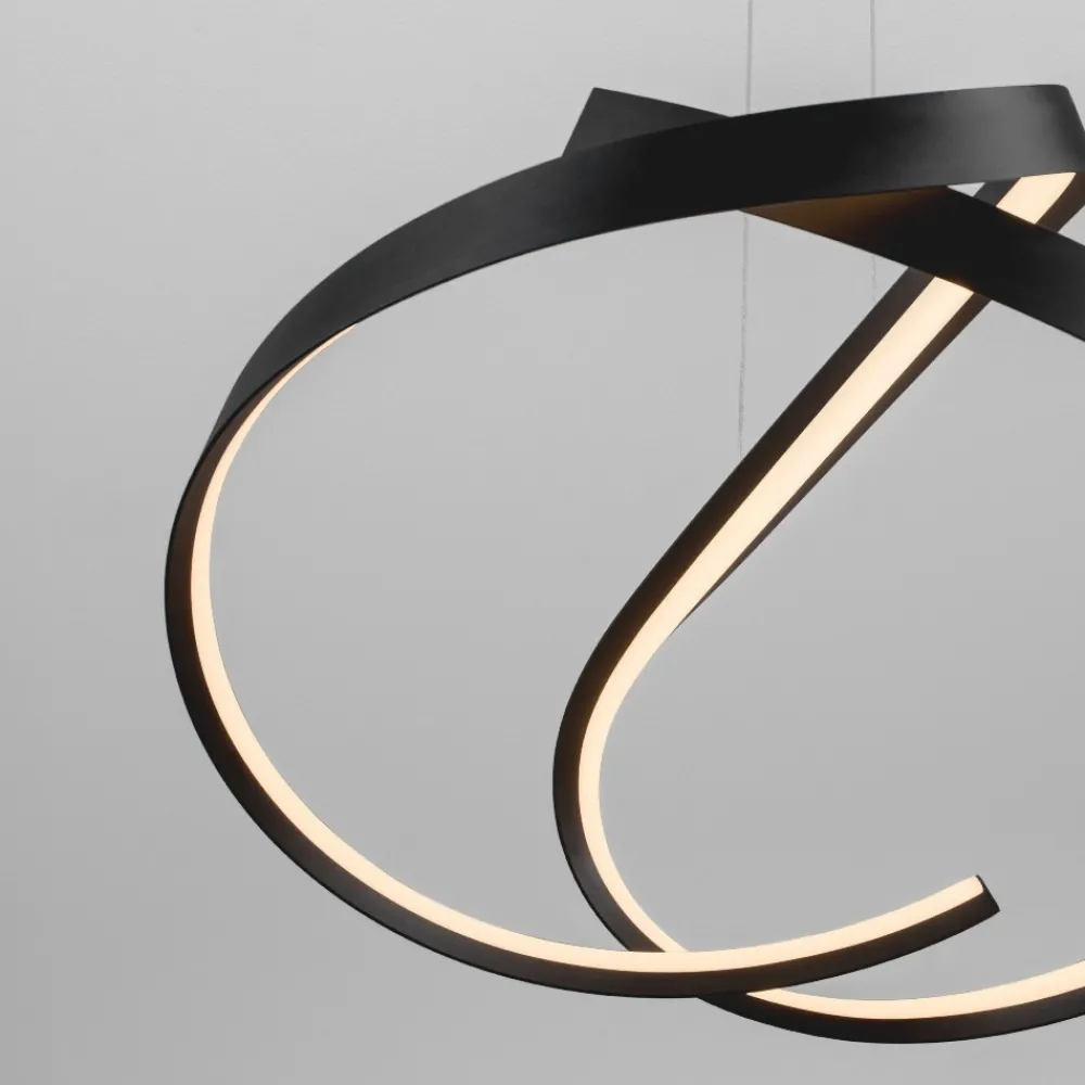 Lampadari Cucina-Selezionato da Mazzolaluce Lampadario nero per cucina moderna intreccio led 47w 2700k 3000k 4000k