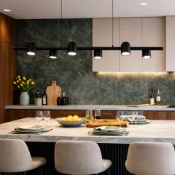 Lampadari Cucina-Selezionato da Mazzolaluce Lampadario nero per cucina sala da pranzo moderna luci orientabili