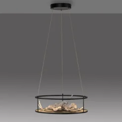 Lampadari Moderni-Selezionato da Mazzolaluce Lampadario nero porta oggetti a sospensione rotondo per cucina
