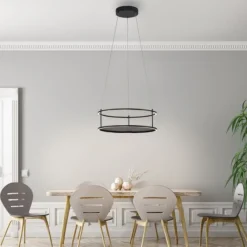 Lampadari Moderni-Selezionato da Mazzolaluce Lampadario nero porta oggetti a sospensione rotondo per cucina