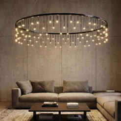 Lampadari Moderni-Selezionato da Mazzolaluce Lampadario nero stelle cadenti led per soggiorno moderno