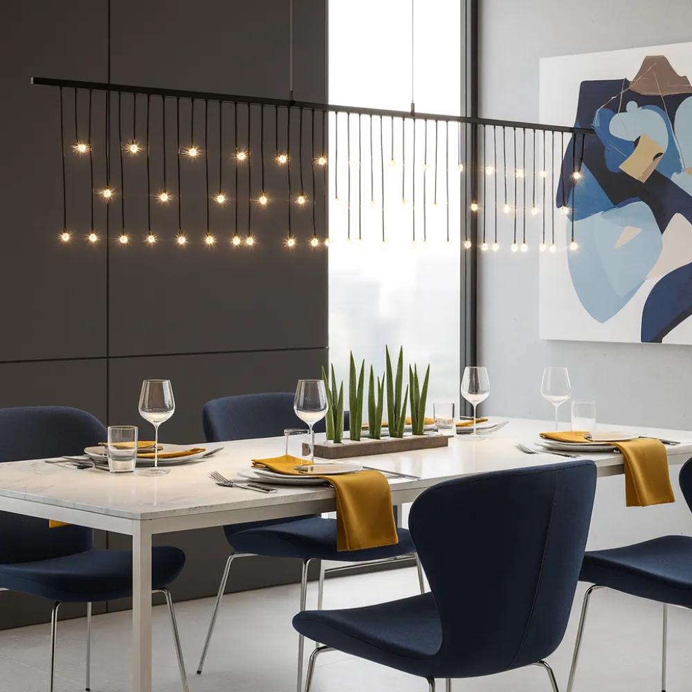 Lampadari Moderni-Selezionato da Mazzolaluce Lampadario nero stelle cadenti led per soggiorno