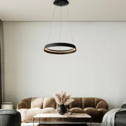 Lampadari Moderni-Selezionato da Mazzolaluce Lampadario nero tondo 45cm led 38w 2700k 3000k dimmerabile