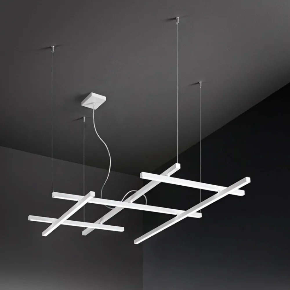 Lampadari Moderni-Perenz Illuminazione Lampadario net bianco per soggiorno moderno led 80w cct