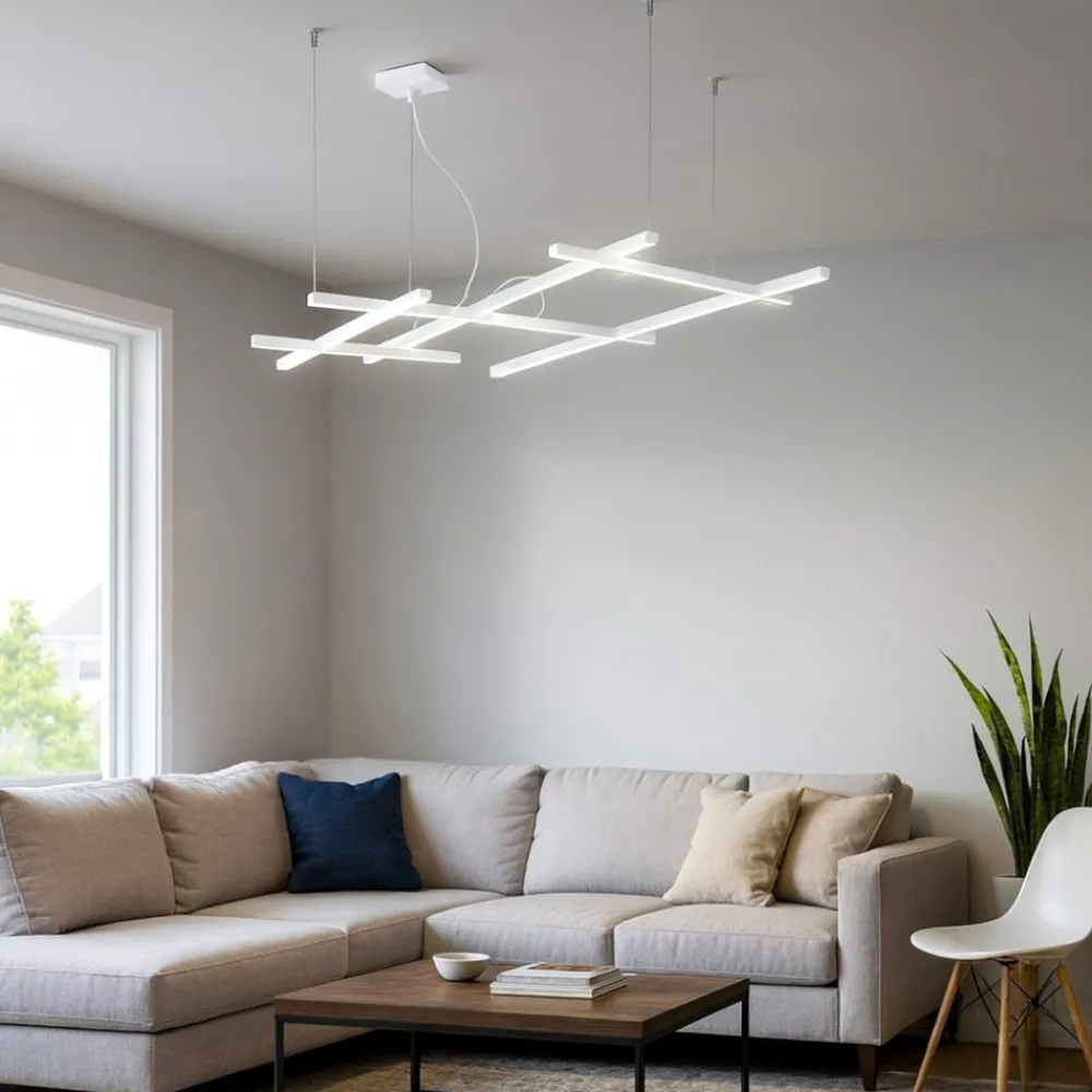Lampadari Moderni-Perenz Illuminazione Lampadario net bianco per soggiorno moderno led 80w cct