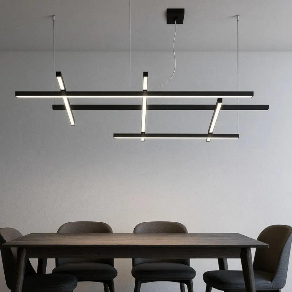 Lampadari Moderni-Perenz Illuminazione Lampadario net nero perenz led 80w per soggiorno moderno