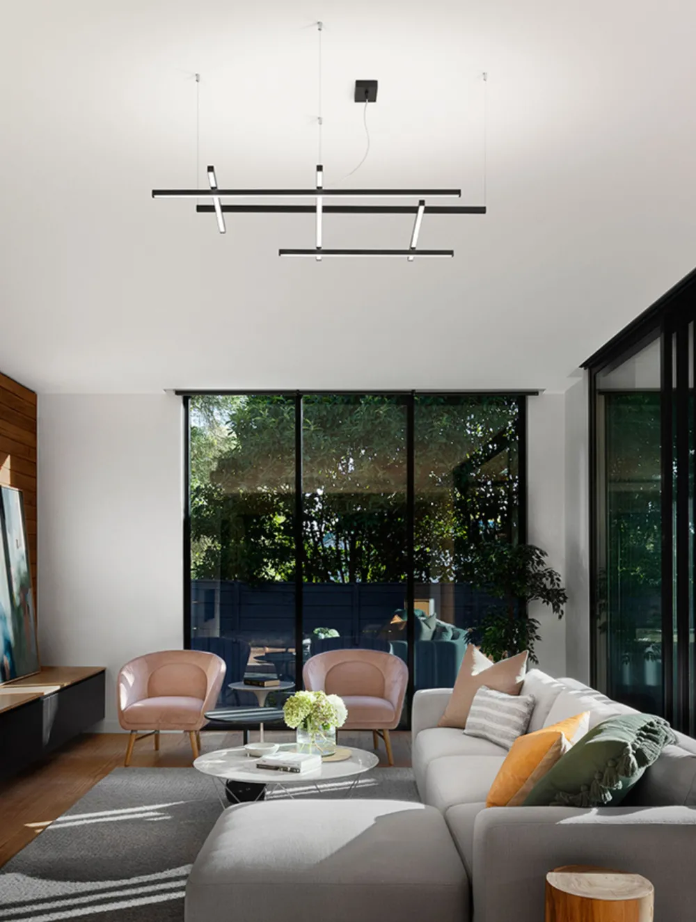 Lampadari Moderni-Perenz Illuminazione Lampadario net nero perenz led 80w per soggiorno moderno