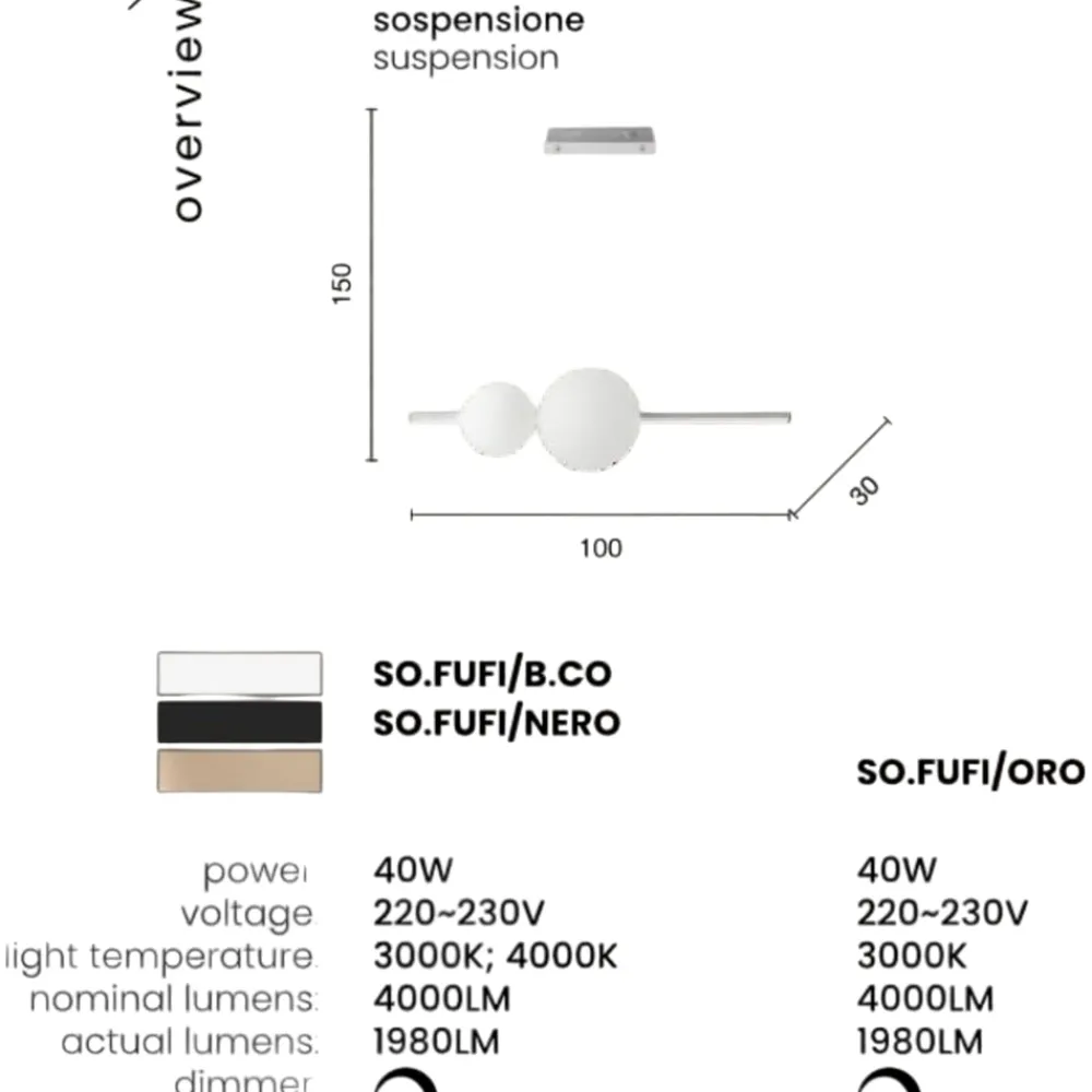 Lampadari Moderni-Ondaluce Lampadario so fufi nero led 3000k design moderno
