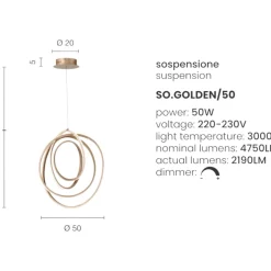 Lampadari Moderni-Ondaluce Lampadario so golden 50 oro design moderno led