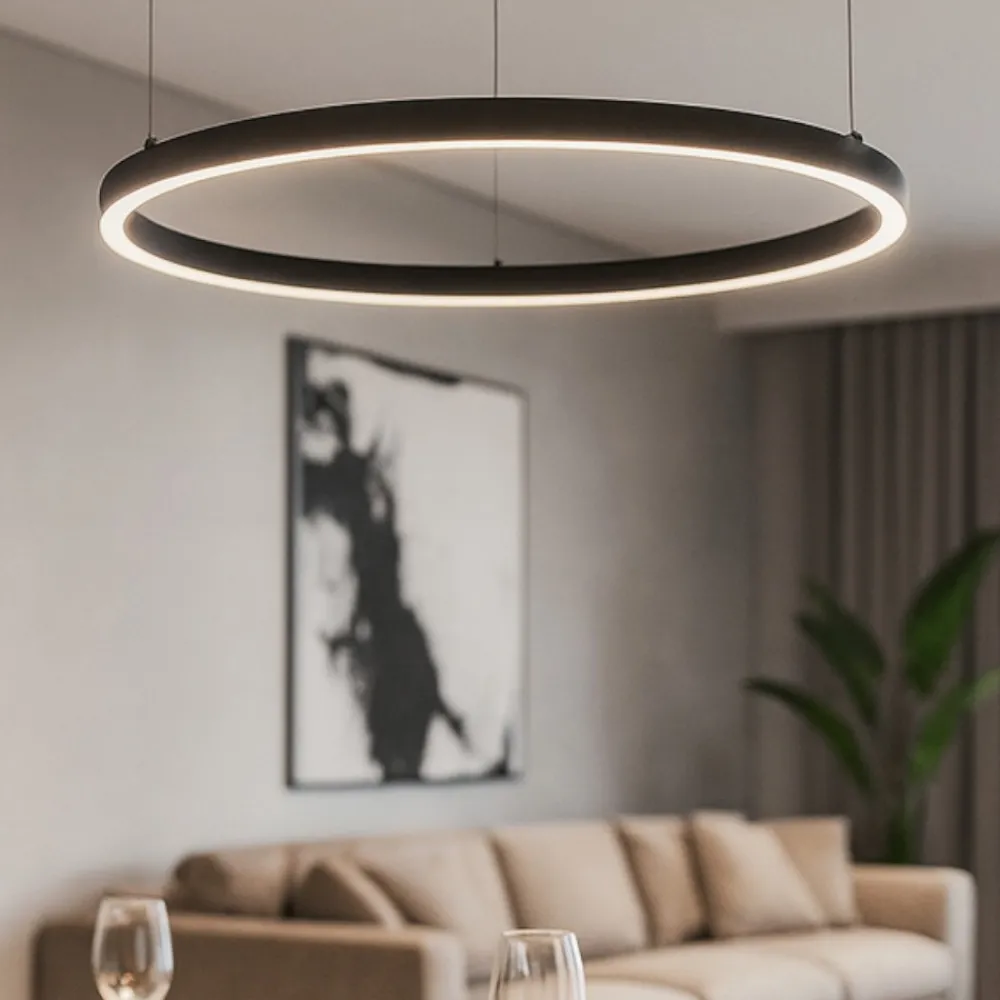 Lampadari Cucina-Ideal Lux Lampadario oracle slim sp d050 round nero led 30w 3000k