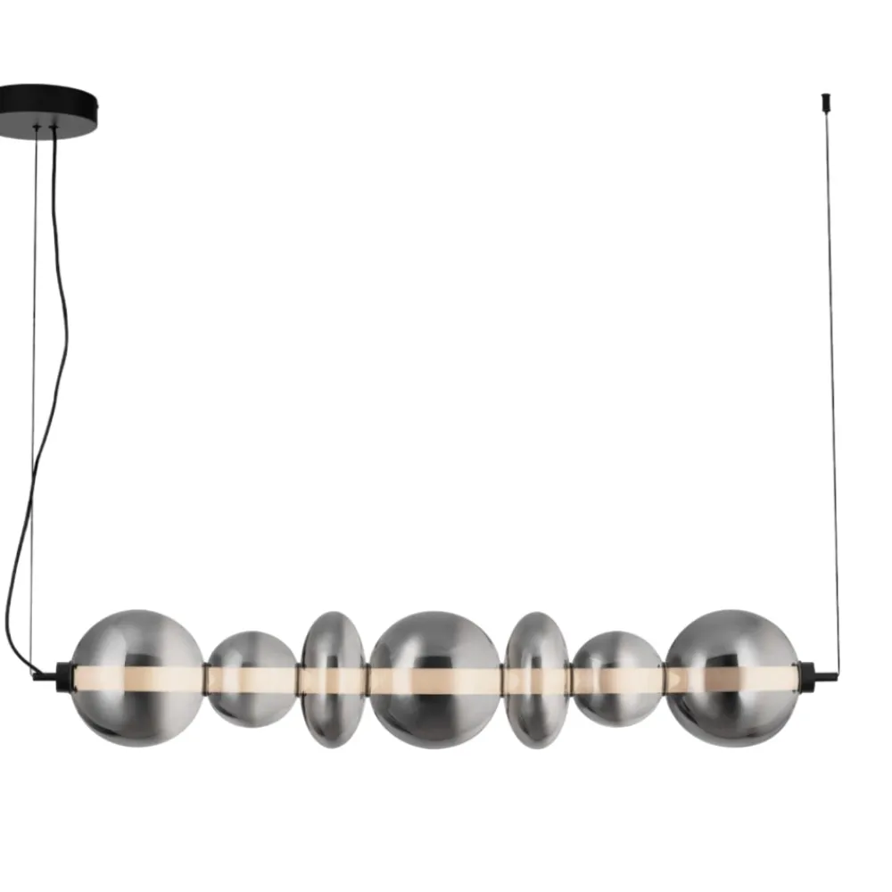 Lampadari Moderni-Selezionato da Mazzolaluce Lampadario orizzontale moderno con sfere di vetro per soggiorno