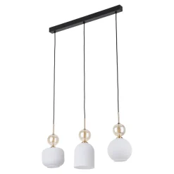 Lampadari Cucina-Selezionato da Mazzolaluce lampadario oro barra 3 vetri pendenti ambra bianco per tavolo cucina