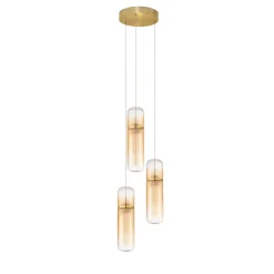 Lampadario Camera Da Letto-Selezionato da Mazzolaluce Lampadario oro con capsule pendenti in vetro ambra per camera da letto moderna