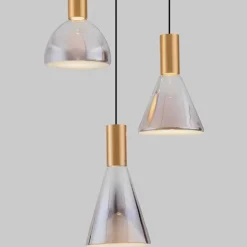 Lampadari Cucina-Selezionato da Mazzolaluce Lampadario oro da cucina moderna led 3000k vetri fume