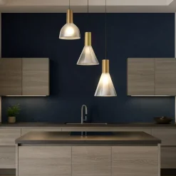 Lampadari Cucina-Selezionato da Mazzolaluce Lampadario oro da cucina moderna led 3000k vetri fume