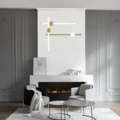 Lampadari Moderni-Selezionato da Mazzolaluce Lampadario oro design moderno per salotto led 59w 3000k
