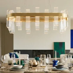 Lampadari Moderni-Selezionato da Mazzolaluce Lampadario oro led 82w 3000k elegante per soggiorno