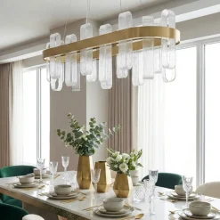 Lampadari Moderni-Selezionato da Mazzolaluce Lampadario oro led 82w 3000k elegante per soggiorno