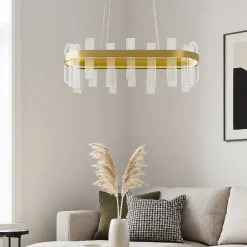 Lampadari Moderni-Selezionato da Mazzolaluce Lampadario oro led 82w 3000k elegante per soggiorno