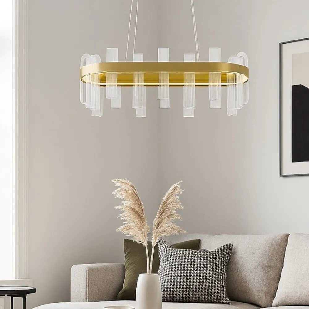 Lampadari Moderni-Selezionato da Mazzolaluce Lampadario oro led 82w 3000k elegante per soggiorno