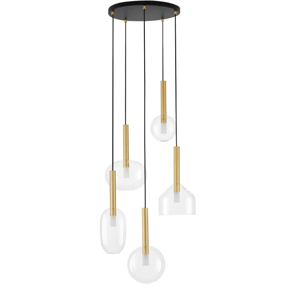Lampadari Moderni-Selezionato da Mazzolaluce Lampadario oro moderno pendenti in vetro per soggiorno
