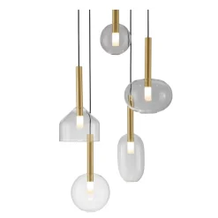 Lampadari Moderni-Selezionato da Mazzolaluce Lampadario oro moderno pendenti in vetro per soggiorno
