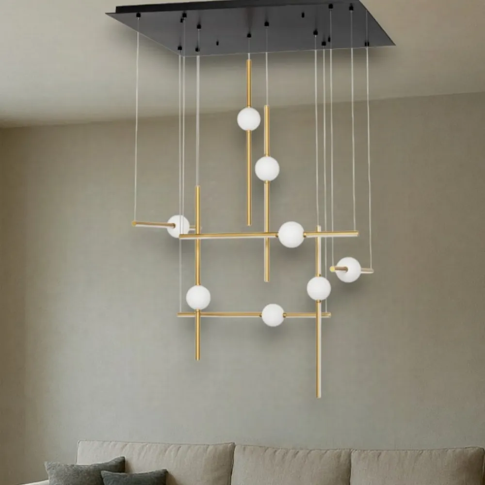 Lampadari Moderni-Selezionato da Mazzolaluce Lampadario oro nero 8 luci per salone moderno led 106w 3000k