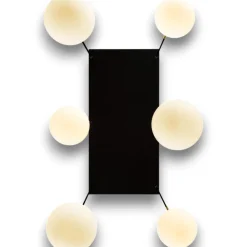 Lampadari Moderni-Selezionato da Mazzolaluce Lampadario oro nero multi sfere vetro bianco