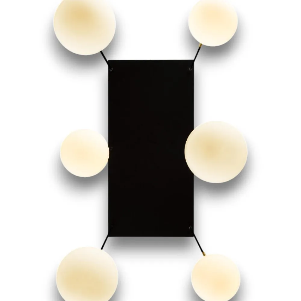 Lampadari Moderni-Selezionato da Mazzolaluce Lampadario oro nero multi sfere vetro bianco