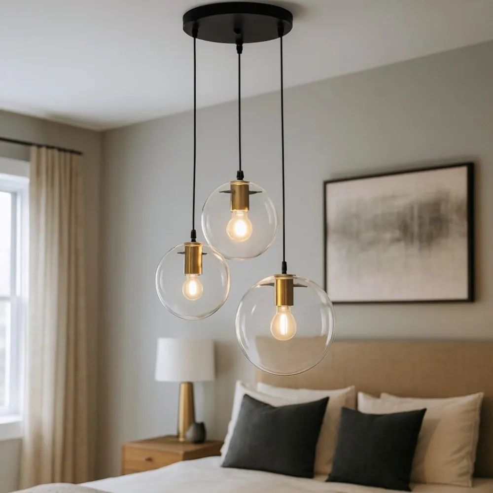 Lampadario Camera Da Letto-Selezionato da Mazzolaluce Lampadario oro nero vetri a cascata per camera da letto