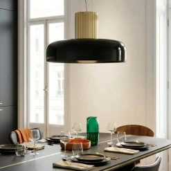 Lampadari Cucina-Fabas Luce Lampadario oro per cucina cupola vetro nero lunar