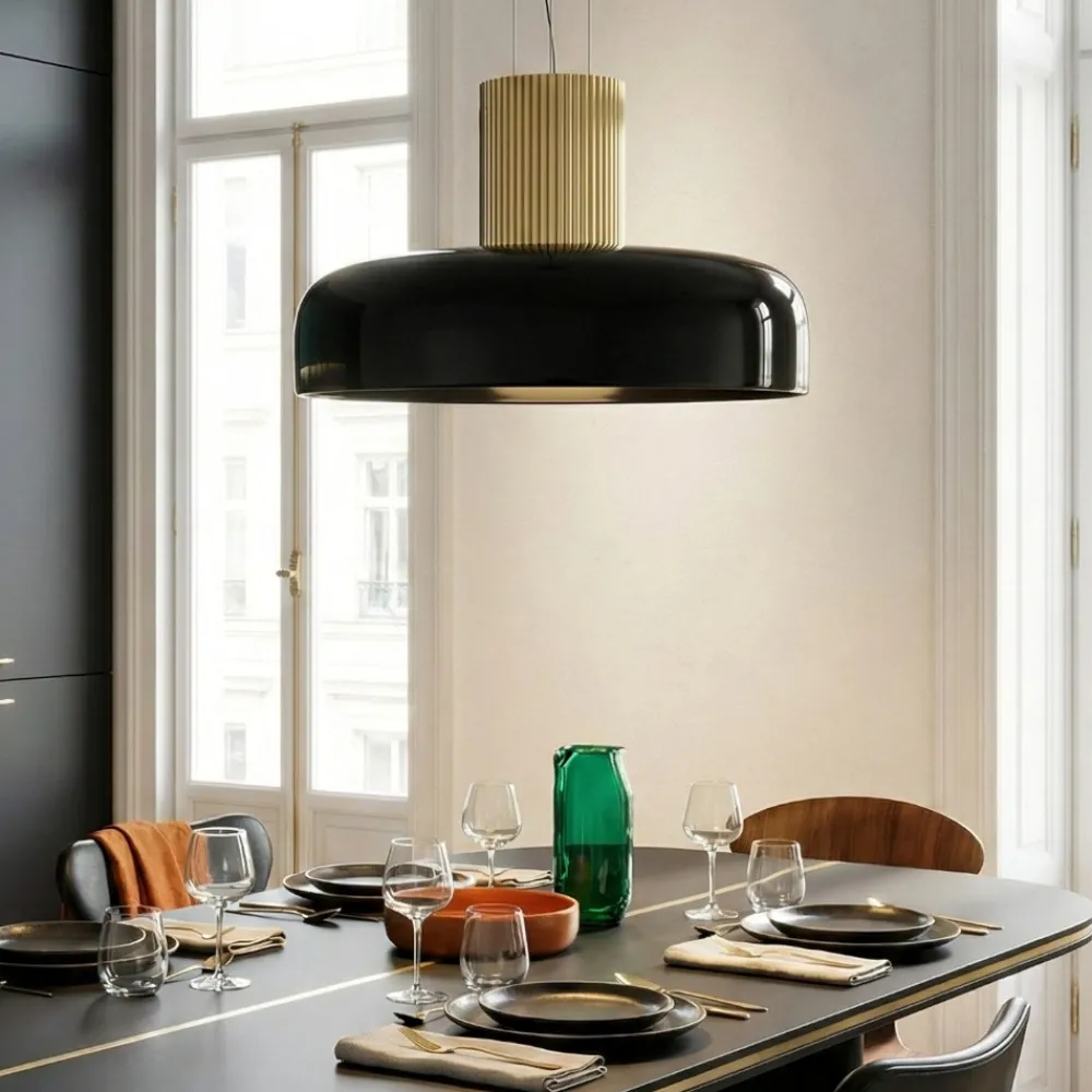 Lampadari Cucina-Fabas Luce Lampadario oro per cucina cupola vetro nero lunar