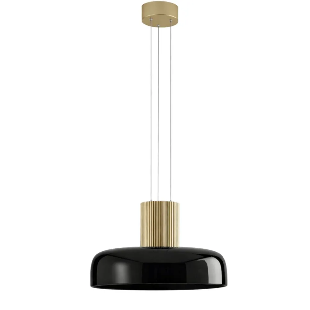 Lampadari Cucina-Fabas Luce Lampadario oro per cucina cupola vetro nero lunar