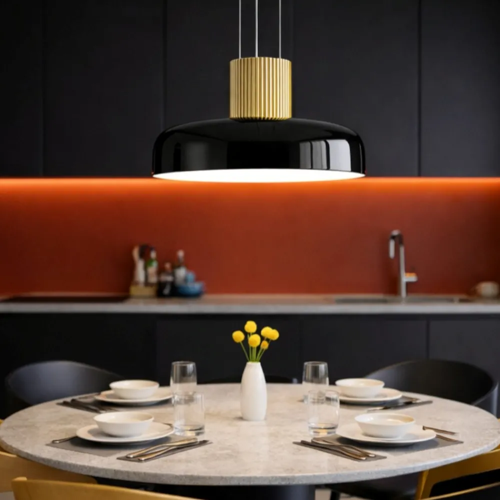Lampadari Cucina-Fabas Luce Lampadario oro per cucina cupola vetro nero lunar
