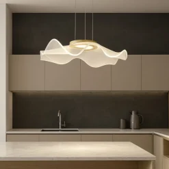 Lampadari Cucina-Selezionato da Mazzolaluce Lampadario oro per cucina moderna fazzoletto trasparente