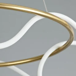 Lampadari Moderni-Selezionato da Mazzolaluce Lampadario oro per soggiorno moderno tubo led 43w 3000k